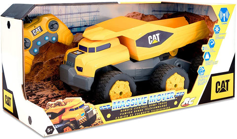 Cat Massive Mover Remote Control Dump Truck Realistic Construction Toy, Yellow--شاحنة نقل ضخمة تعمل بالتحكم عن بعد من كات، لعبة بناء واقعية، باللون الأصفر