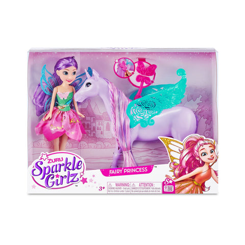 ZURU SPARKLE GIRLZ Fairy Princess with Unicorn 10.5" Playset --مجموعة اللعب مقاس 10.5 بوصة