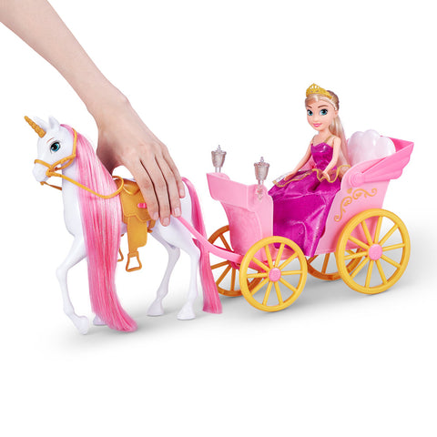 ZURU SPARKLE GIRLZ Princess Horse & Carriage 10.5" Playset --مجموعة لعب مقاس 10.5 بوصة