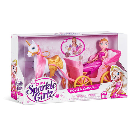 ZURU SPARKLE GIRLZ Princess Horse & Carriage 10.5" Playset --مجموعة لعب مقاس 10.5 بوصة