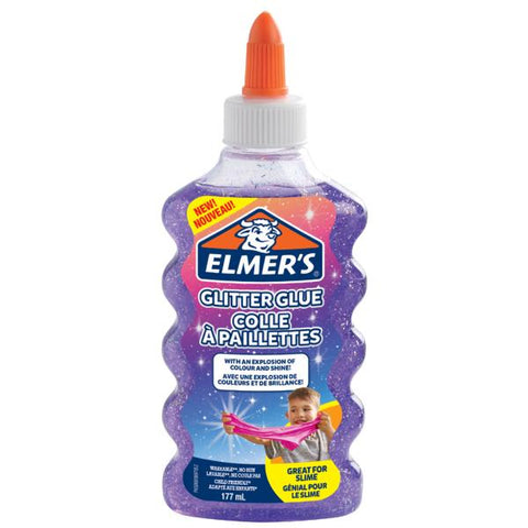 ELMERS Glitter Glu purple Washable 177ml--ايلميرز سائل غراء بنفسجي لامع 177ملم