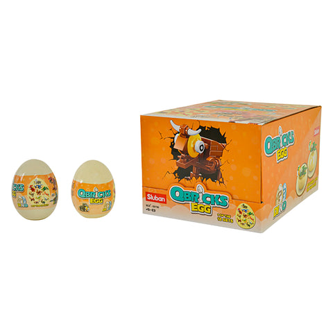 Sluban Qbricks Egg - Building Set 12 Different Dinosaurs -24 Egg-- بيضة سلوبان كيو بريكس - مجموعة البناء المكونة من 12 ديناصورًا مختلفًا - 24 بيضة