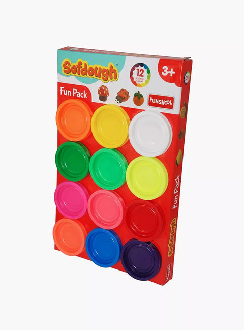 Sofdough™ Fun Pack Play Dough with 12 Attractive and Vibrant Colours--مجموعة اللعب المرحة من صوفداه مع 12 لونًا جذابًا وحيويًا، بلاستيك، ألوان متعددة