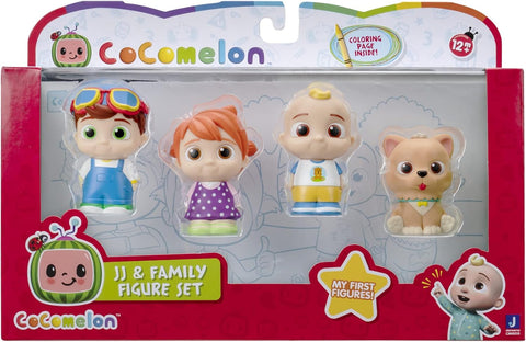 Cocomelon -4 Figure Pack - JJ & Family Figure Set--مجموعة مجسمات جي جي آند فاميلي