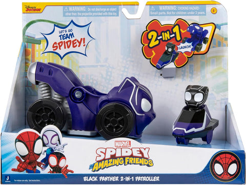 Spidey N Friends - Feature Vehicle (Black Panther 2 in 1 Patroller)--سبايدي  مركبة مميزة 2 في 1 -  بلاك بانثر