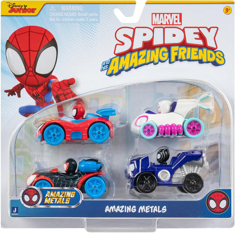 Spidey N Friends - 4 Bundle Pack (Amazing Metals)--سبايدي - مجموعة متنوعة من السيارات المعدنية