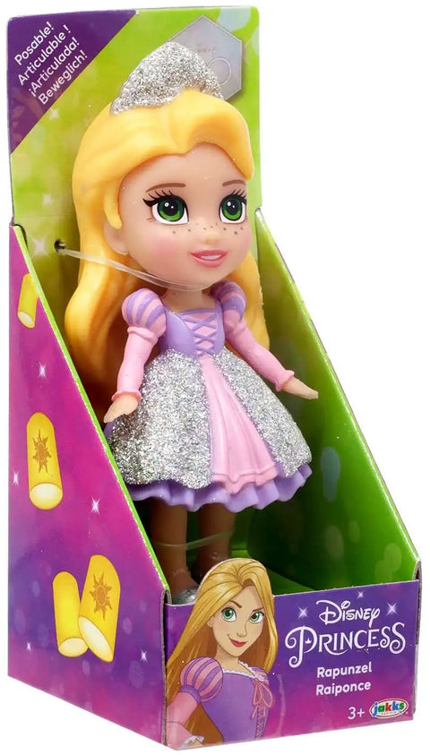 Disney Mini Toddler BELLE silver glitter dress 3" poseable figure--ديزني برينسيس ميني دميه صغيره 3 بوصة