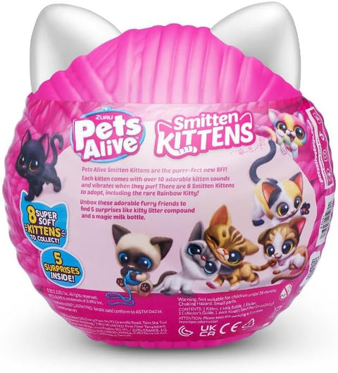 ZURU Pet's Smitten Kitten's Interactive Plush Assorted, Small--زورو دمية قطيفة تفاعلية متنوعة من بيتس سميتن كيتنز