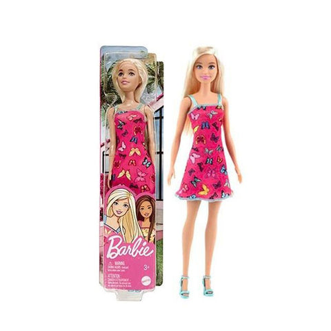 Barbie  Dolls Wearing Heart-Print Dresses & Platform Sneakers, for 3 to 7 Year Olds--باربي دمية عصرية للبنات