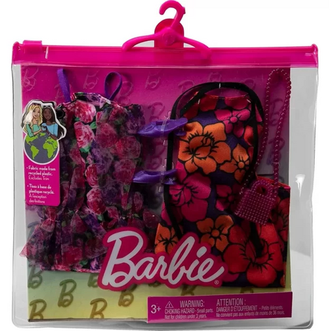 BARBIE CLOTHES 2 OUTFITS GWF04 --ملابس باربي - 2 زي و2 إكسسوارات لدمية باربي، هدية للأعمار من 3 إلى 8 سنوات‎