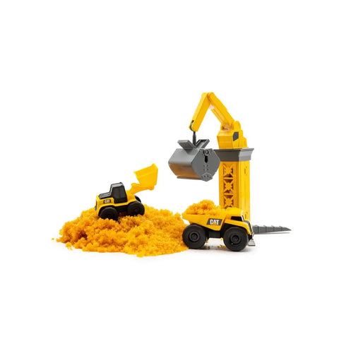 CAT Little Machines Ground Crew Vehicle Set 83195 with Crane Digger and Dumper--مجموعة مركبات الطاقم الأرضي من كات ليتل ماشينز 83195 مع حفار رافعة وقلابة