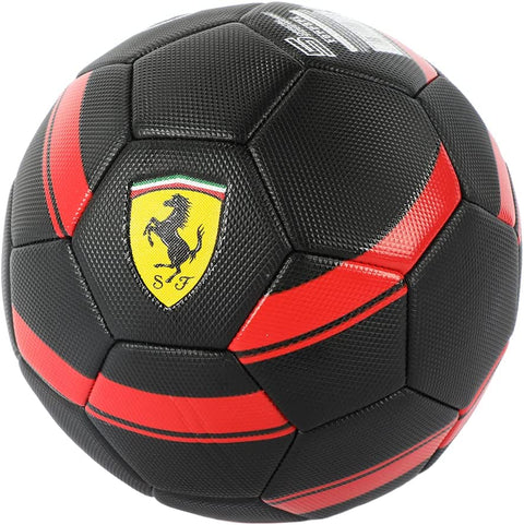 FERRARI #5 MACHINE SEWING SOCCER BALL-BL--فيراري كرة قدم أسود مع خطوط حمراء -5بوصة