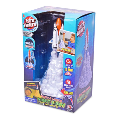 Shuttle Launch Night Light, with a diecast shuttle and plastic booster (3xAA 1.5V battery included)--ضوء ليلي لإطلاق المكوك، مع مكوك مصبوب ومعزز بلاستيكي (بطارية 3x 1.5 فولت متضمنة)