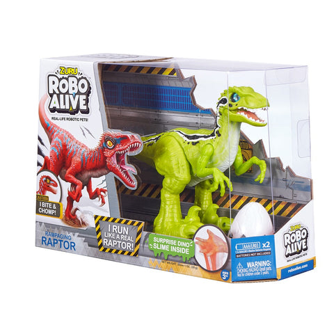 ZURU ROBO ALIVE Rampaging Raptor Dinosaur Toy with Realistic Dinosaur Movement--لعبة ديناصور رابتور الهائجة من زورو روبو لايف مع حركة ديناصور واقعية