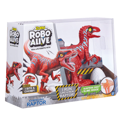 ZURU ROBO ALIVE Rampaging Raptor Dinosaur Toy with Realistic Dinosaur Movement--لعبة ديناصور رابتور الهائجة من زورو روبو لايف مع حركة ديناصور واقعية