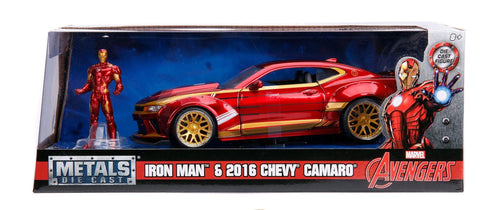 Jada Marvel Ironman 2016 Chevy Camaro SS 1:24, die cast--سيارة كامارو مارفل الرجل الحديدي من جادا