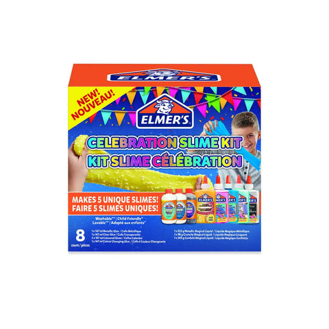 ELMERS CELEBRATION SLIME KIT 8PCS--ايلميرز مجموعة سلايم الحفلة 8قطع