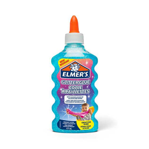 ELMERS Glitter Glue Blue Washable 177ml--ايلميرز سائل غراء ازرق لامع 177ملم