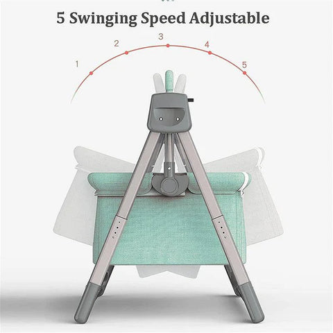 Babylove Baby Cradle Multi-Function Electric Intelligent Sleep Rocking/With Remote- Green 33-008-11G--مهد أطفال هزاز كهربائي ذكي متعدد الوظائف من بيبي لوف/مع جهاز تحكم عن بعد - أخضر