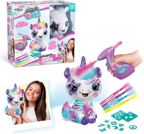 Canal Toys Airbrush Plush - Unicorn--لعبة الدمية المحشوة يونيكورن مع بخاخ للتلوين من كانال تويز