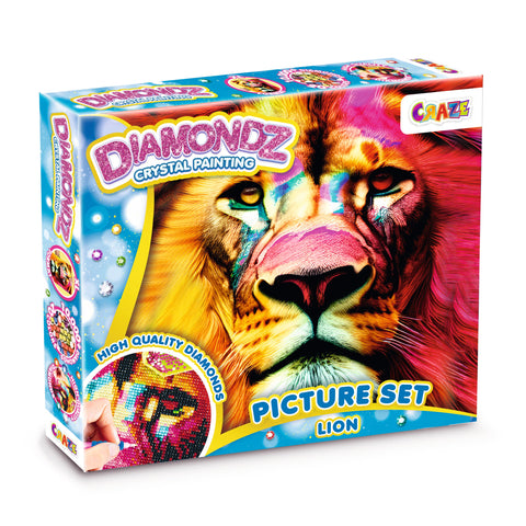 Craze DIAMONDZ – Picture Set Lion--مجموعة رسم بالألماس دايموندز للاطفال بتصميم أسد