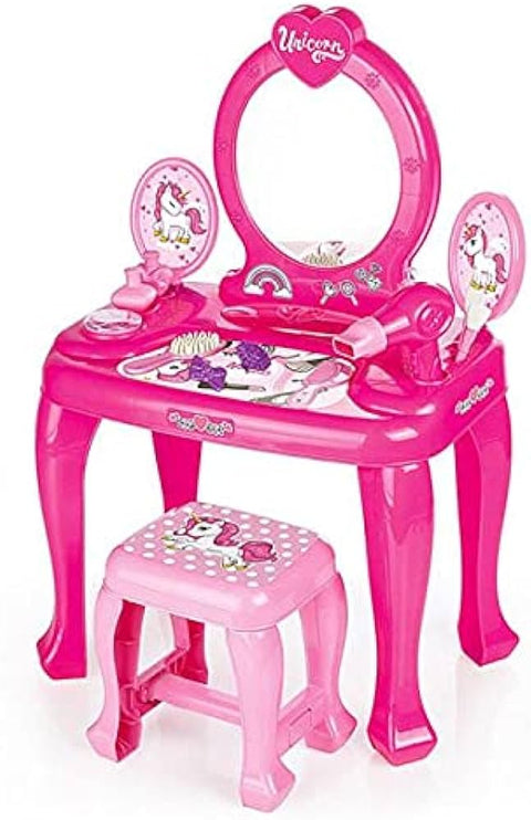 UNICORN VANITY TABLE & STOOL SET--دولو طاولة الزينة مع مقعد يونيكورن