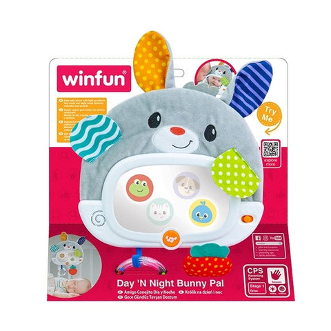 Winfun DAY 'N NIGHT BUNNY PAL --لعبة الارنب والمرآة الموسيقية والتعليمية للاطفال