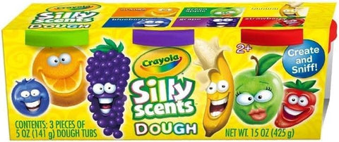 Crayola Silly Scents 3 x 5 oz scent dough color box - Assorted color may vary--علبة ألوان عجين برائحة كرايولا سيلي سينتس 3 × 5 أونصة - عدة الوان