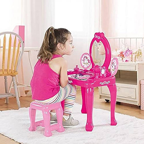 UNICORN VANITY TABLE & STOOL SET--دولو طاولة الزينة مع مقعد يونيكورن