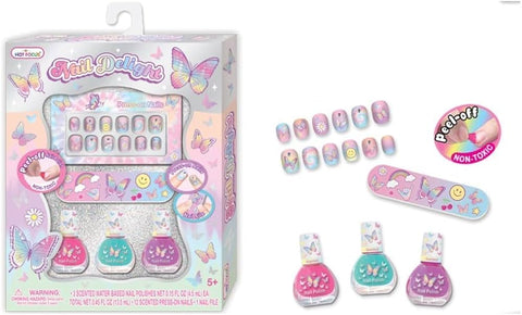 Hot Focus Nail Delight Tie Dye Butterfly Set--مجموعة أظافر ديلَيت بتصميم قوس قزح مع فراشات ألوان متعددة