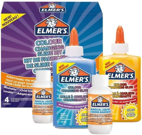 ELMERS COLOR CHANGE SLIME KIT 4PCS--ايلميرز مجموعة سلايم متغيرة الالوان 4قطع