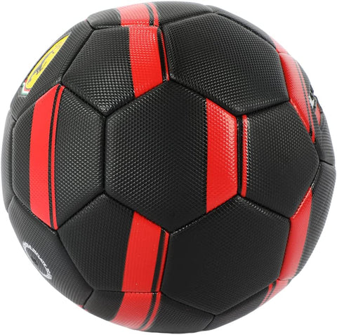 FERRARI #5 MACHINE SEWING SOCCER BALL-BL--فيراري كرة قدم أسود مع خطوط حمراء -5بوصة