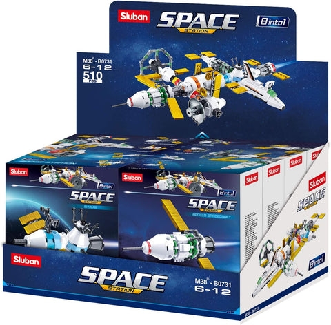 Sluban Space Series International Space Station Building Blocks 8 in 1 511 PCS -- مكعبات بناء محطة الفضاء الدولية من سلسلة سلوبان الفضائية 8 في 1، 511 قطعة