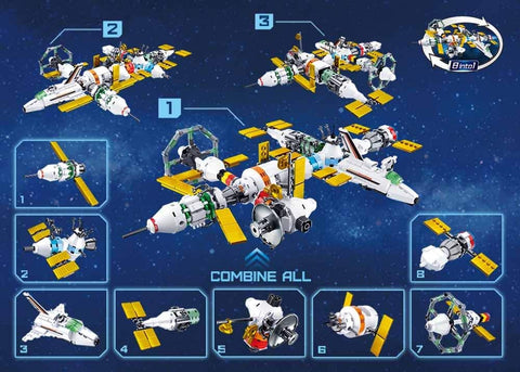 Sluban Space Series International Space Station Building Blocks 8 in 1 511 PCS -- مكعبات بناء محطة الفضاء الدولية من سلسلة سلوبان الفضائية 8 في 1، 511 قطعة