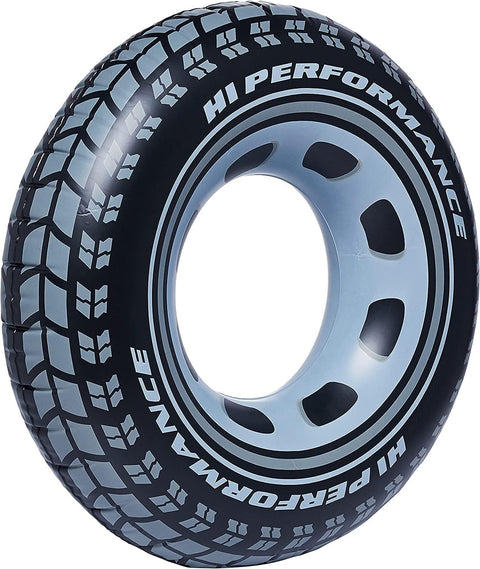 INTEX - Swimming Tube Giant Car Tyre, Black, 91Cm 36"--عوامة سباحة بتصميم أطار سيارة عملاق من انتيكس، أسود، 91 سم