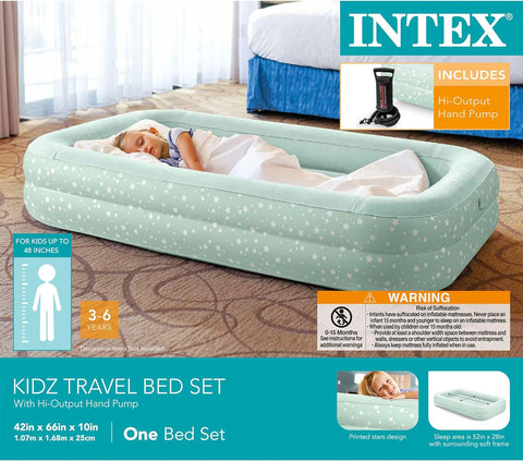 INTEX KIDS TRAVEL BED SET WITH HAND PUMP--انتكس طقم سرير سفر للأطفال