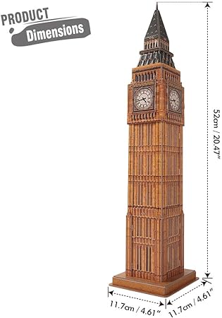 CubicFun 3D Puzzles for Kids London Big Ben Architecture Building Model Kit UK Souvenir Gift for Adults and Kids, Papercraft Construction Model 44 Pieces --أحجية ثلاثية الأبعاد بيج بن لندن 44 قطعة، من كيوبيك فن