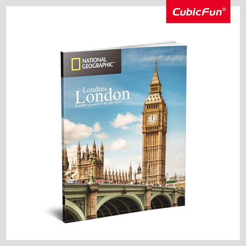 Cubicfun National Geographic 3D London Puzzles Britain Architecture Model Kits Toys For Adults And Children, The Big Ben, With A Booklet--مجموعة ألعاب بازل لندن ثلاثية الأبعاد من ناشيونال جيوغرافيك من كيوبيك فن، نموذج العمارة البريطانية للبالغين والأطفال