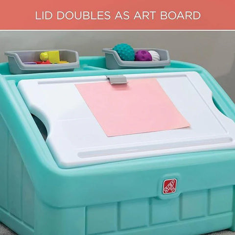 STEP2 2-IN-1 TOY BOX & ART LID (MINT) - 1pk kraft--صندوق ألعاب 2 في 1 وغطاء فني (نعناعي) - قطعة واحدة من الورق المقوى