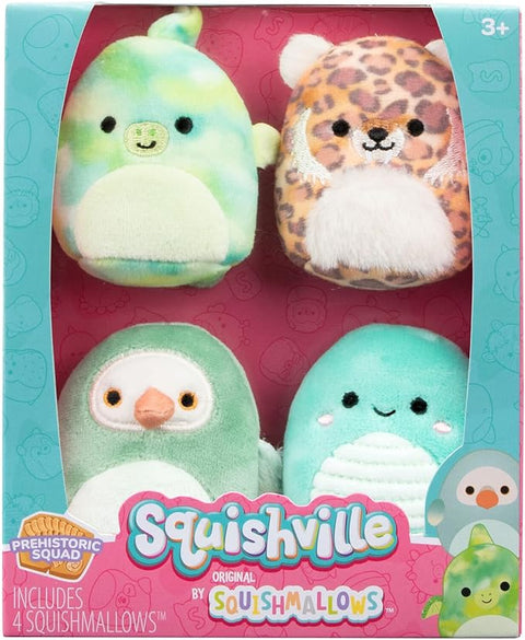 Squishville by Original Squishmallows Prehistoric Squad Plush--سكويشفيل من لعبة سكويش مالاو الأصلية من القطيفة على شكل فرقة ما قبل التاريخ