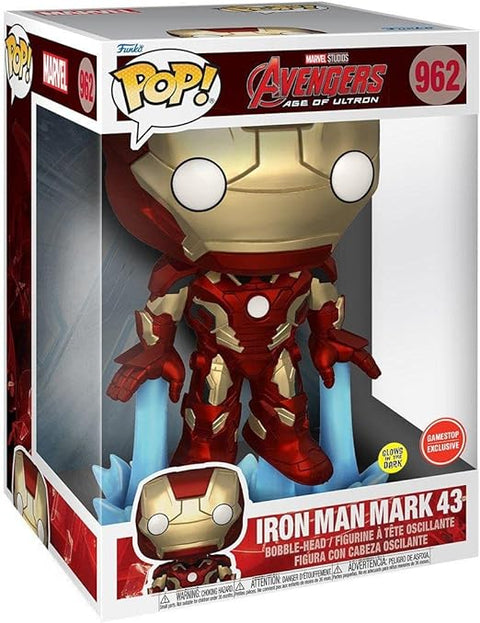 Funko POP Marvel Avengers 2 Iron Man Mark 43 Glow 10" Jumbo Sized , Multi Color--مجسم كبير من الفينيل بشكل شخصية ايرون مان مارك متعدد الالوان