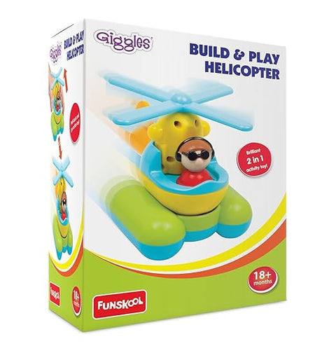 Funskool BUILD N PLAY HELICOPTER --لعبة هيليكوبتر للتركيب واللعب، ألوان متعددة من فنسكول