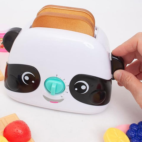 PANDA TOASTER WITH 2 SLICES OF TOAST AND LOTS OF ACCESSORIES--لعبة محمصة باندا مع العديد من الملحقات