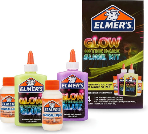 ELMERS GLOW IN DARK SLIME KIT 4PCS--ايلميرز مجموعة سلايم مضيئة في الليل 4قطع