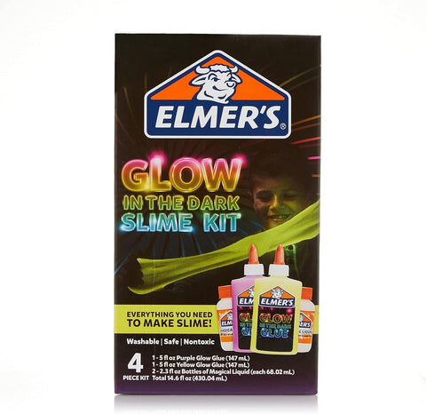 ELMERS GLOW IN DARK SLIME KIT 4PCS--ايلميرز مجموعة سلايم مضيئة في الليل 4قطع