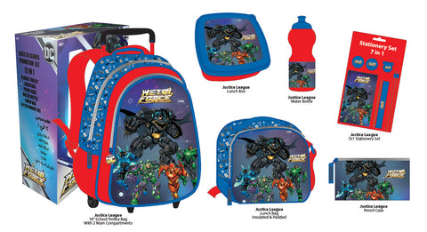 JUSTICE LEAGUE 12 in 1 Trolley Set (16" Trolley) JUSTICE LEAGUE--طقم شنطة ترولي 12 في 1 فرقة العدالة 16 انش