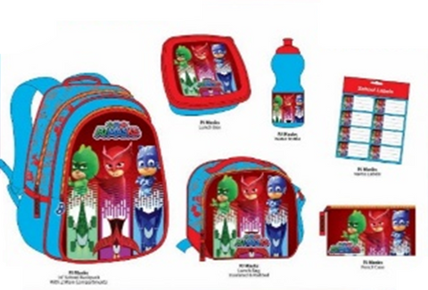 PJMASK 6 in 1 Backpack Set (16" Backpack) PJMASK--طقم شنطة ترولي 6 في 1 بي جي ماسكس 16 انش