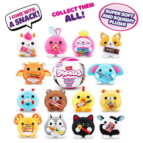 ZURU SNACKLES Mini Brands Capsule 1 Surprise Super Soft Plush Collectable 5.5" -- مفاجأة قطيفة فائقة النعومة قابلة للجمع، 5.5 بوصة