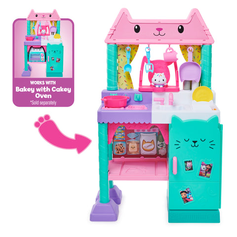 Gabby's Dollhouse, Cakey Kitchen Set for Kids with Accessories, Play Food, Sounds, Music and Toys--مجموعة لعبة مطبخ كيكي للاطفال مع ملحقات وطعام لعبة واصوات وموسيقى والعاب