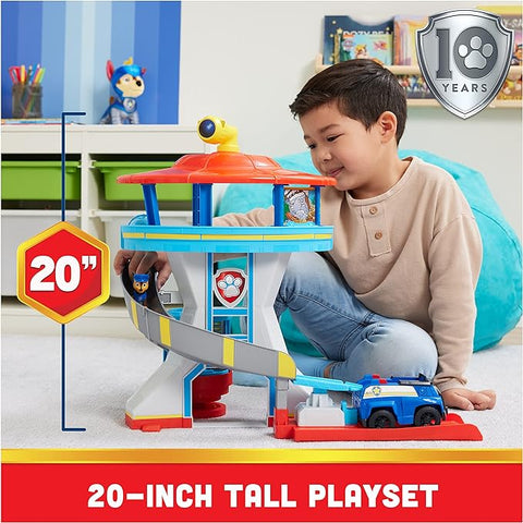 Paw Patrol Lookout Tower Playset with Toy Car Launcher, 2 Chase Action Figures, Chase’s Police Cruiser and Accessories--مجموعة العاب برج مراقبة مع قاذفة سيارة لعبة من باو باترول